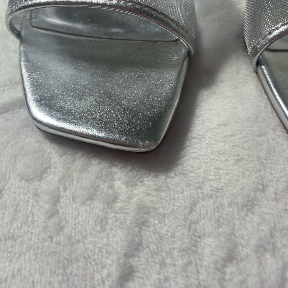 Zara Metallic Silver Heeled Mules - Picture 7 of 8